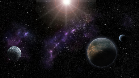 Cosmos, nebulas, stars and planets. Sci-Fi background