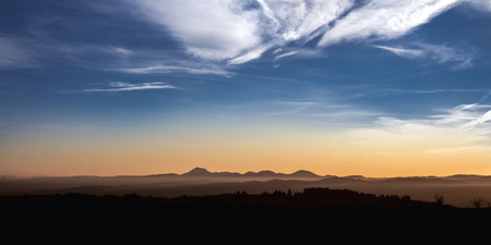 French volcanos at sunsetの写真素材