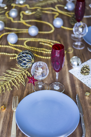 Christmas or Thanksgiving table settingの写真素材