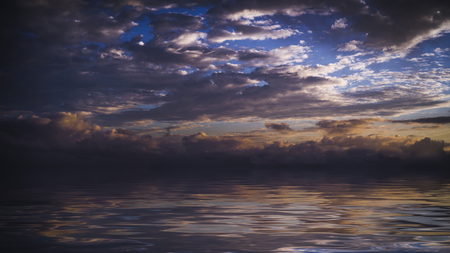 Dark dramatic sky over the seaの写真素材