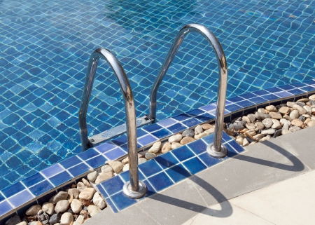 Pool Ladder in swimming pool resortの写真素材
