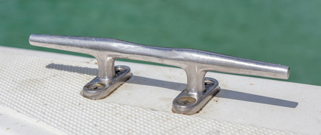 Close-up steel stake of yacht or boat, for boat mooringの写真素材