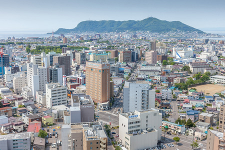 Hakodate, Hokkaido, Japan- June 9, 2016. Hakodate city view from top of Goryokaku tower.のeditorial素材