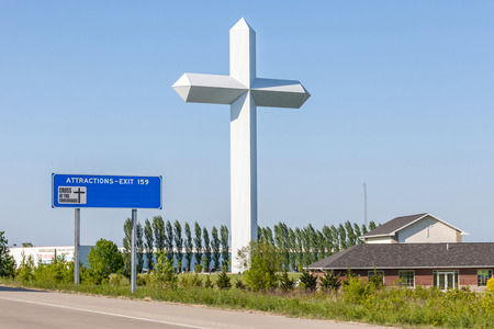 Effingham, Illinois, USA- May 19, 2014. The big cross at the crossroads in Effingham, Illinois.のeditorial素材