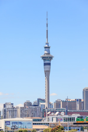 Auckland, New Zealand- December 12, 2013. Auckland sky tower famous landmark in Auckland.のeditorial素材