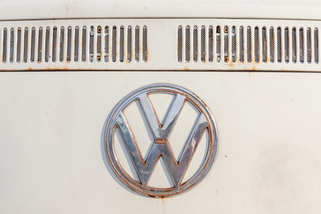 Bangkok, Thailand -February 11, 2017: Volkswagen logo the popular German car manufacture showing in Siam Volkswagen festival.のeditorial素材