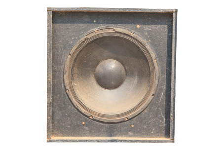 Retro style audio equipment, black loudspeaker on white background. の写真素材