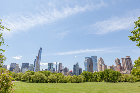 New York, USA- May 20, 2014. New York City Manhattan skyline panorama view from Central park.のeditorial素材