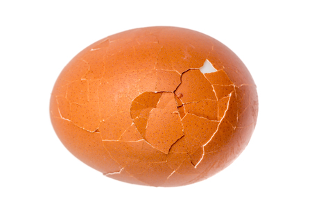 Detail texture of broken boiled egg isolated on white background.の写真素材