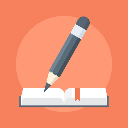 Notebook and Pencil flat style, colorful, vector icon for info graphics, websites, mobile and print media.のイラスト素材