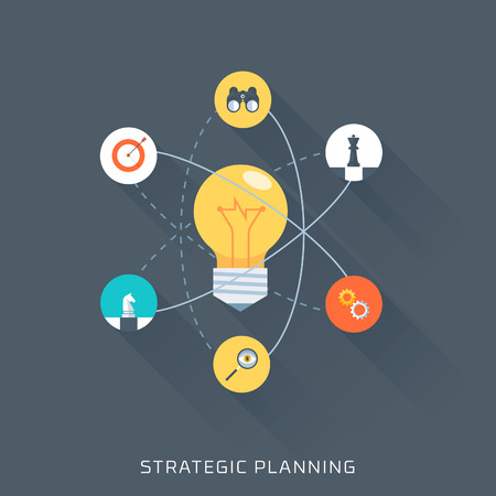 Strategic planning, flat style, colorful, vector icon set for info graphics, websites, mobile and print media.のイラスト素材