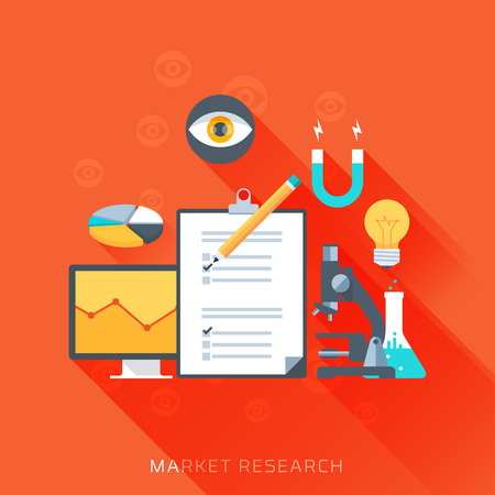 market research, flat style, colorful, vector icon set for info graphics, websites, mobile and print media.のイラスト素材