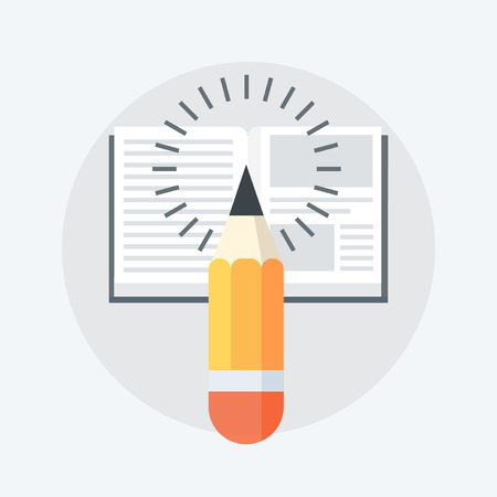 Notebook and Pencil flat style, colorful, vector icon for info graphics, websites, mobile and print media.のイラスト素材