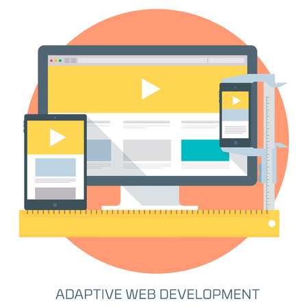 Adaptive Web Development theme flat style, minimal, stylish colorful, vector icon for info graphics, websites, mobile and print media.のイラスト素材