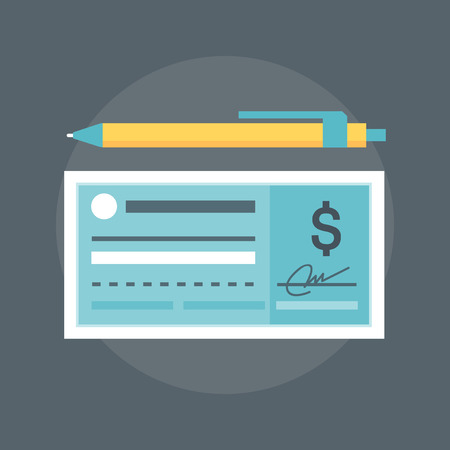 Che que Payment flat style, colorful, vector icon for info graphics, websites, mobile and print media.のイラスト素材