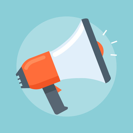 Megaphone Flat style colorful vector icon for info graphics websites mobile and print media.のイラスト素材