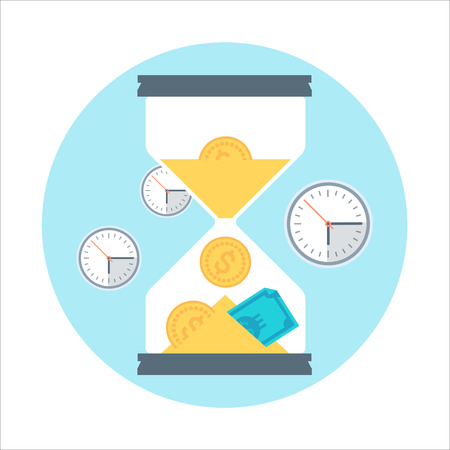 Time is money theme, flat style, colorful, vector icon for info graphics, websites, mobile and print media.のイラスト素材