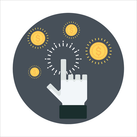Pay per click theme, flat style, colorful, vector icon for info graphics, websites, mobile and print media.のイラスト素材