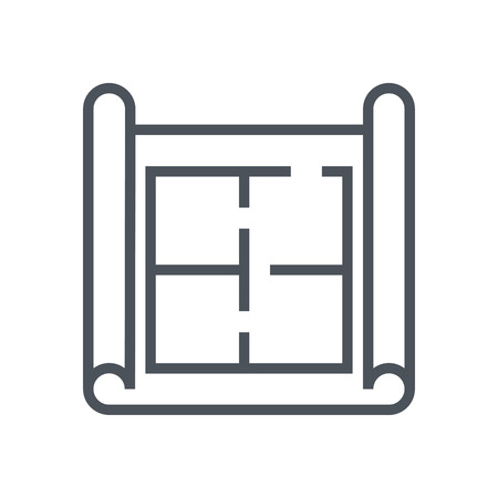 House plan, wireframe icon suitable for info graphics, websites and print media. Vector, flat icon, clip art.のイラスト素材