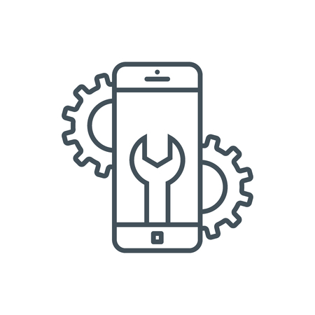 Mobile development icon suitable for info graphics, websites and print media and  interfaces. Line vector icon.のイラスト素材