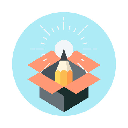Thinking outside the box, creativity flat style, colorful, vector icon for info graphics, websites, mobile and print media.のイラスト素材