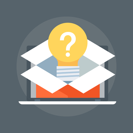 Question out of the box flat style, colorful, vector icon for info graphics, websites, mobile and print media.のイラスト素材
