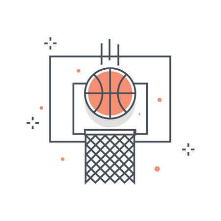 Color line, basketball, sports illustration, icon, background and graphics. The illustration is colorful, flat, vector, pixel perfect, suitable for web and print. Linear stokes and fills.の写真素材