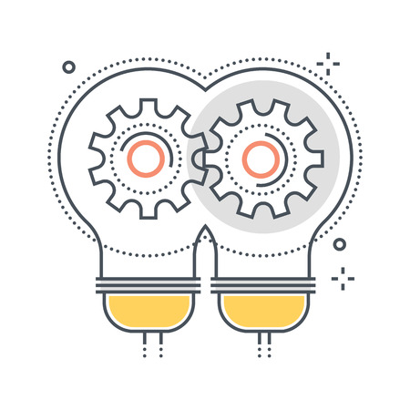 Color line, gears illustration, icon, background and graphics. The illustration is colorful, flat, vector, pixel perfect, suitable for web and print. It is linear stokes and fills.の写真素材