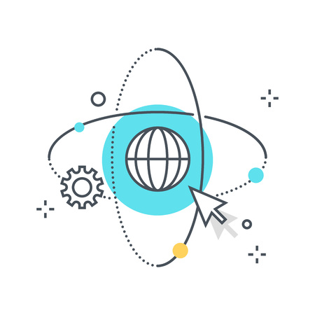 Color line, global progress illustration, icon, background and graphics. The illustration is colorful, flat, vector, pixel perfect, suitable for web and print. It is linear stokes and fills.の写真素材