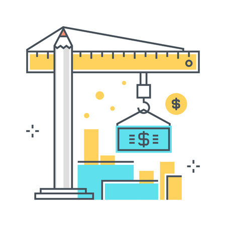 Color line, business growth illustration, icon, background and graphics. The illustration is colorful, flat, pixel perfect, suitable for web and print. Linear stokes and fills.のイラスト素材