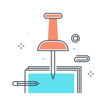 Color line, pin illustration, icon, background and graphics. The illustration is colorful, flat, pixel perfect, suitable for web and print. Linear stokes and fills.のイラスト素材