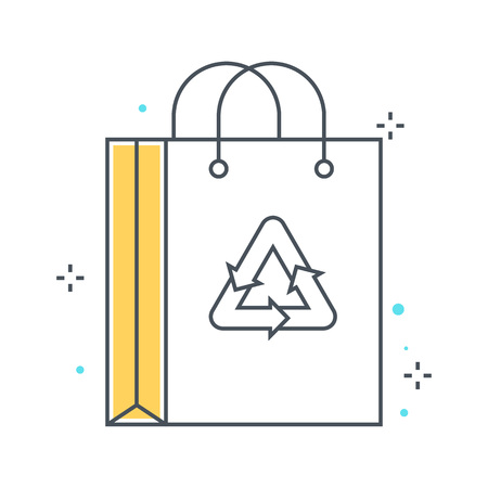 Color line, recycable paper concept illustration, icon, background and graphics. The illustration is colorful, flat, vector, pixel perfect, suitable for web and print. It is linear stokes and fills.のイラスト素材