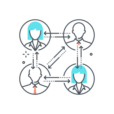 Color line, relationship illustration, icon, background and graphics. The illustration is colorful, flat, vector, pixel perfect, suitable for web and print. It is linear stokes and fills.のイラスト素材