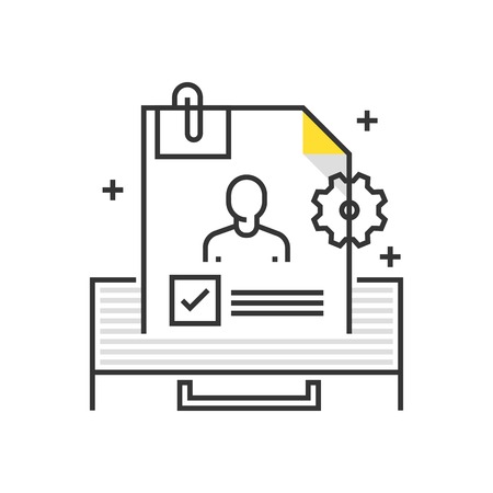Color box icon, employee info concept illustration, icon, background and graphics. The illustration is colorful, flat, vector, pixel perfect, suitable for web and print. It is linear stokes and fills.のイラスト素材