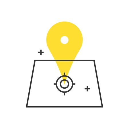 Color box icon, location concept illustration, icon, background and graphics. The illustration is colorful, flat, vector, pixel perfect for web and print. Linear stokes and fills.のイラスト素材