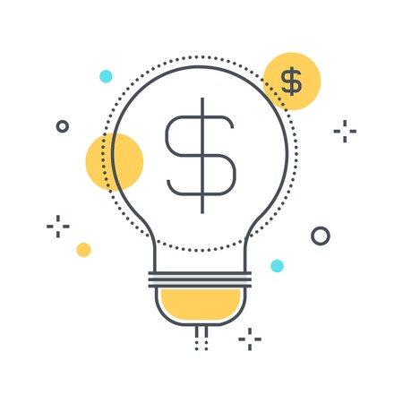 Color line, revenue concept illustration, icon, background and graphics. The illustration is colorful, flat, vector, pixel perfect, suitable for web and print. It is linear stokes and fills.のイラスト素材