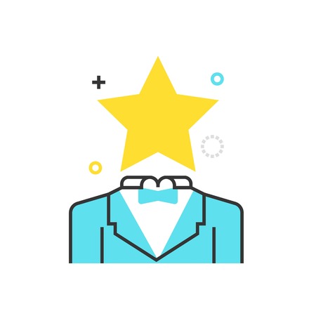 Color box premium service icon, background and graphics. The illustration is colorful, flat, vector, pixel perfect, suitable for web and print. It is linear stokes and fills.のイラスト素材