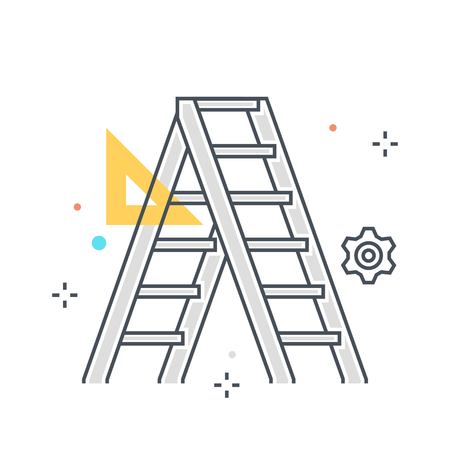 Color line, laddar concept illustration, icon, background and graphics. The illustration is colorful, flat, vector, pixel perfect, suitable for web and print. It is linear stokes and fills.のイラスト素材