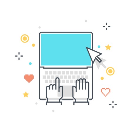 Color line, keyboard mapping concept illustration, icon, background and graphics. The illustration is colorful, flat, vector, pixel perfect, suitable for web and print. It is linear stokes and fills.のイラスト素材