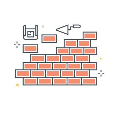 Color line, wall concept illustration, icon, background and graphics. The illustration is colorful, flat, vector, pixel perfect, suitable for web and print. It is linear stokes and fills.のイラスト素材