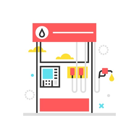 Color box icon, gasoline station illustration, icon, background and graphics. The illustration is colorful, flat, vector, pixel perfect, suitable for web and print. It is linear stokes and fills.のイラスト素材