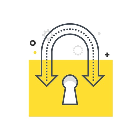 Color box icon, protected connection illustration, icon, background and graphics. The illustration is colorful, flat, vector, pixel perfect, suitable for web and print. It is linear stokes and fills.のイラスト素材