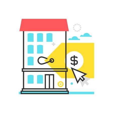 Color box for sale icon, background and graphics. The illustration is colorful, flat, vector, pixel perfect, suitable for web and print. It is linear stokes and fills.のイラスト素材