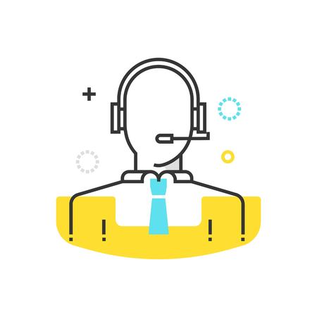 Color box customer service icon, background and graphics. The illustration is colorful, flat, vector, pixel perfect, suitable for web and print. It is linear stokes and fills.のイラスト素材