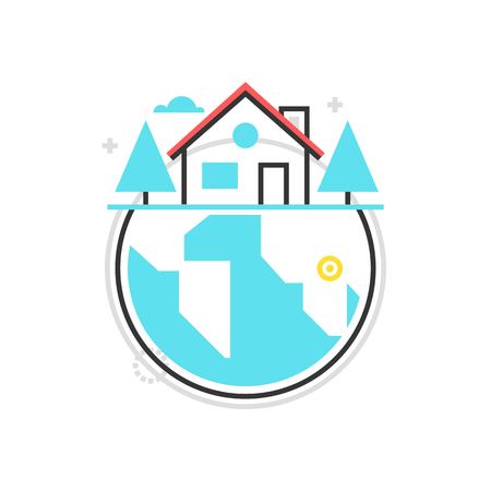 Color box global location icon, background and graphics. The illustration is colorful, flat, vector, pixel perfect, suitable for web and print. It is linear stokes and fills.のイラスト素材