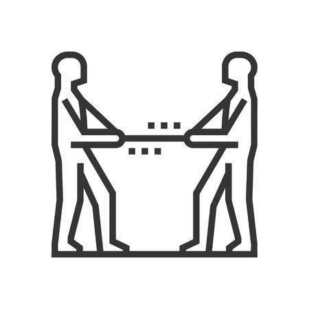 Rope pulling icon, part of the square icons, law and justice icon set. The illustration is a vector, editable stroke, thirty-two by thirty-two matrix grid, pixel perfect file.のイラスト素材