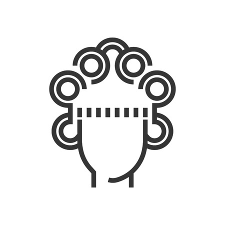 Hair perming icon, part of the square icons, hair salon icon set. The illustration is a vector, editable stroke, thirty-two by thirty-two matrix grid, pixel perfect file.のイラスト素材