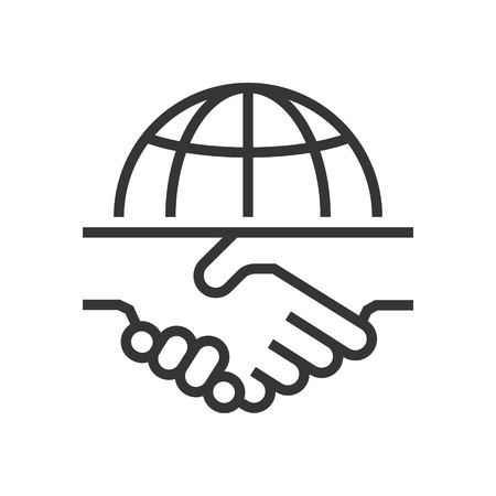 Hand shake icon, part of the square icons, business elements icon set. The illustration is a vector, editable stroke, thirty-two by thirty-two matrix grid, pixel perfect file.のイラスト素材