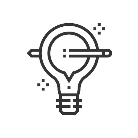 Creative idea icon, part of the square icons, car service icon set. The illustration is a vector, editable stroke, thirty-two by thirty-two matrix grid, pixel perfect file.のイラスト素材