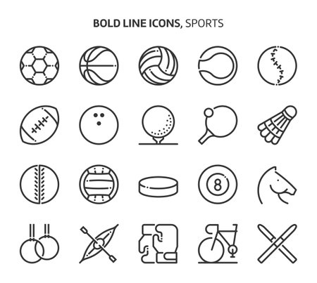 Sports, bold line icons. The illustrations are a vector, editable stroke, 48x48 pixel perfect files. Crafted with precision and eye for quality.のイラスト素材